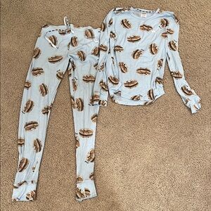PINK Victoria's Secret Pancake Print Pajama Set - Blue and Brown